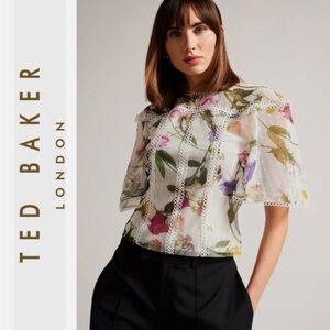 Ted Baker Women's Floral Blouse - Cream and Multicolor